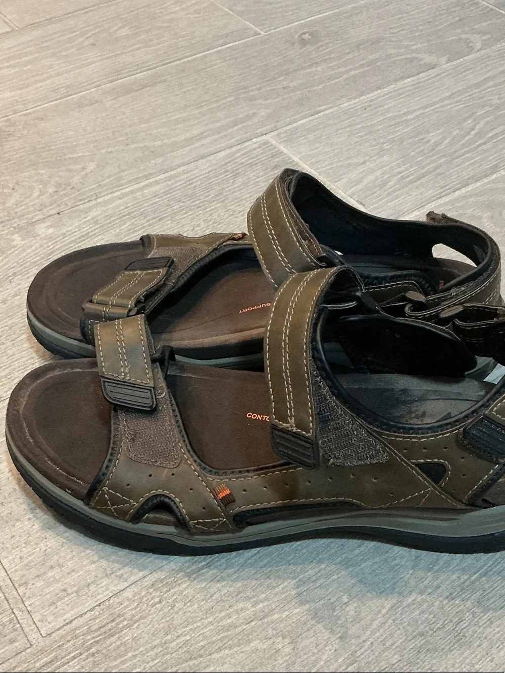 Ozark Trail Men's Brown/Olive/Black Adjust. Outdoor Sport Sandals Men’s Sz 11